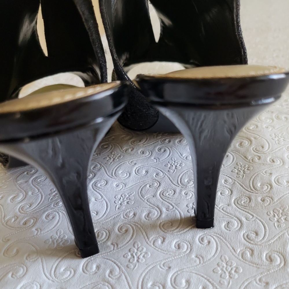 Bandolino Mirabella Women"s Sz 6 peep toe black animal print - Picture 9 of 15